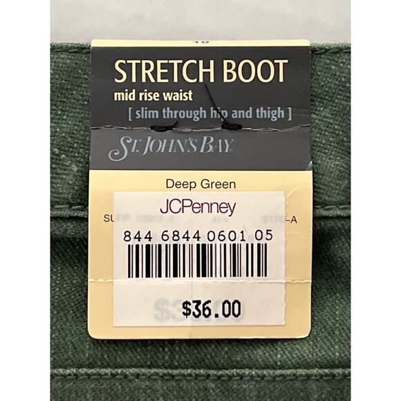 New St. John's Bay Green Jeans Womens Size 10 Bootcut Mid Rise Stretch Casual - Picture 11 of 14
